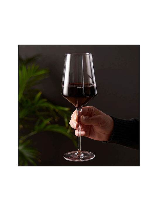 Viski Raye Angled Set Glasses for White and Red Wine Made of Crystal in Red Colour 470ml 2 Pieces