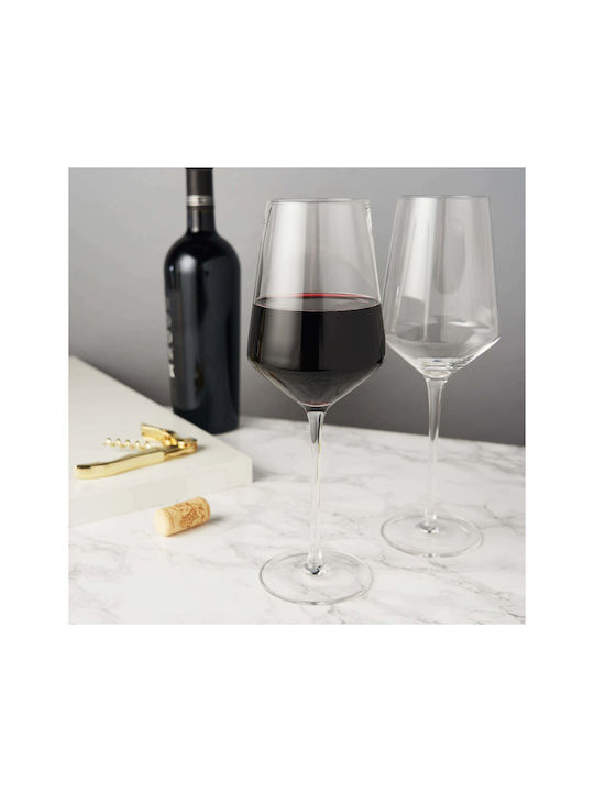 Viski Raye Angled Set Glasses for White and Red Wine Made of Crystal in Red Colour 470ml 2 Pieces