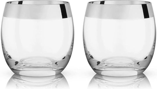 Viski Irving Water Glasses Crystal Silver 266ml 2 Pieces