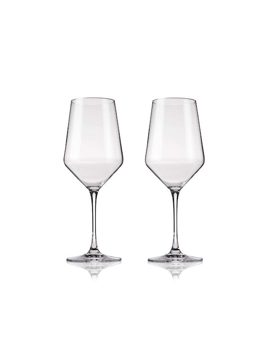 Viski Raye Angled Set Glasses for White and Red Wine Made of Crystal in Red Colour 470ml 2 Pieces