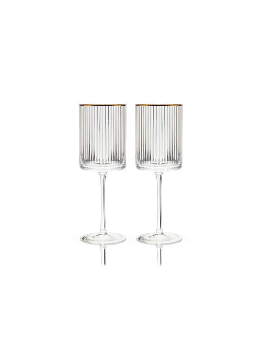 Viski Meridian Set Glasses for White Wine Made of Crystal in Gold Colour 470ml 2 Pieces