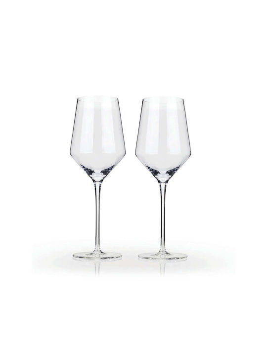 Viski Raye Angled Set of Glasses for White Wine Made of Crystal in White Colour 390ml 2 Pieces