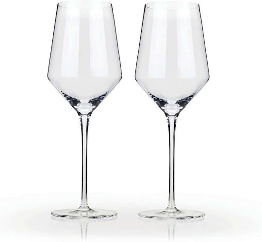 Viski Raye Angled Set of Glasses for White Wine Made of Crystal in White Colour 390ml 2 Pieces