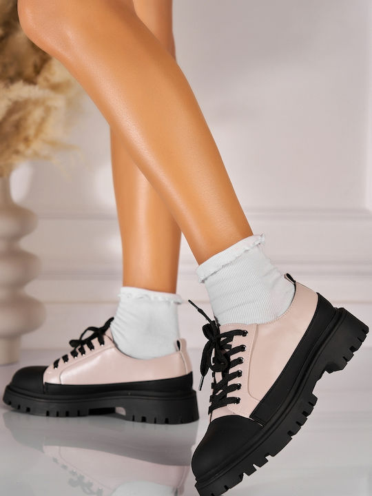 Oxfords Pentru Femei Din Piele Bej