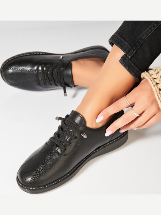 Oxfords Pentru Femei Din Piele În Culoare Neagră