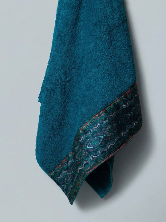 White Fabric Bettina 30x50cm Petrol Bath Towels Weight 550gsm