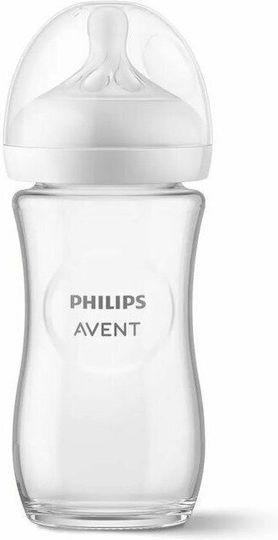 Philips Set Biberoane din Sticlă Natural Anti-Colici cu Tetină din Silicon pentru 1+ Luni 240ml