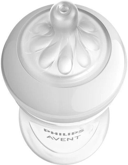 Philips Set Biberoane din Plastic Natural Anti-Colici cu Tetină din Silicon pentru 0-6 Luni Albe 260ml 2 Bucăți