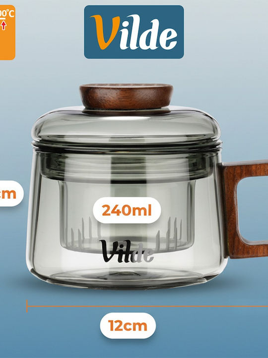 Vilde Τσαγιέρα με Φίλτρο Γυάλινη Διάφανη 240ml