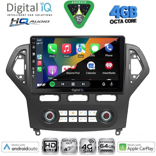 Digital IQ Ηχοσύστημα Αυτοκινήτου για Ford Mondeo 2007-2011 με Clima (Bluetooth/USB/WiFi/GPS/Apple-Carplay/Android-Auto) με Οθόνη Αφής 10"