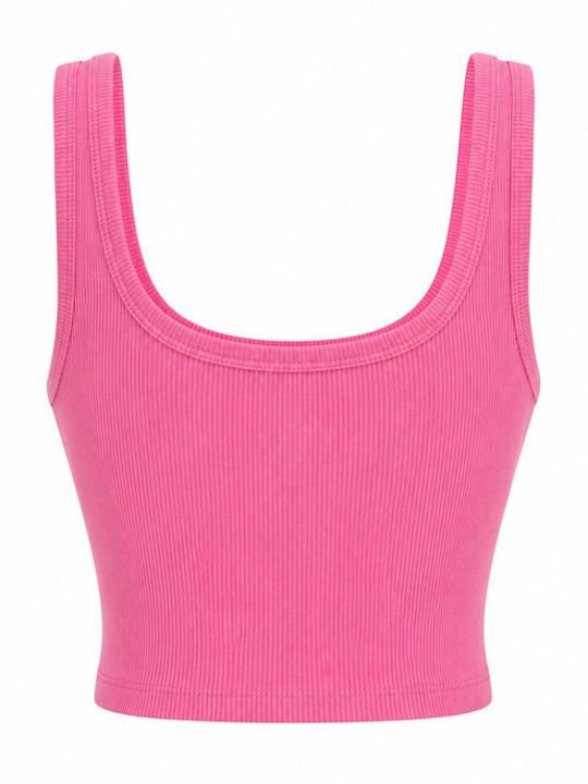 Γυναικείο Crop Top Βαμβακερό με Τιράντες Ροζ
