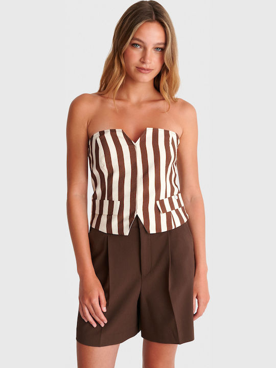 Women's Summer Striped Multicolour Blouse with Spaghetti Straps
