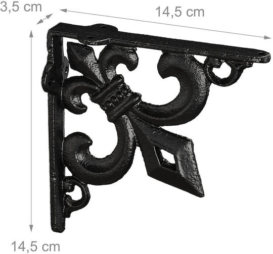 Relaxdays Raft De Colț Din Metal Negru 145x145mm 2 Bucăți 10032100_46