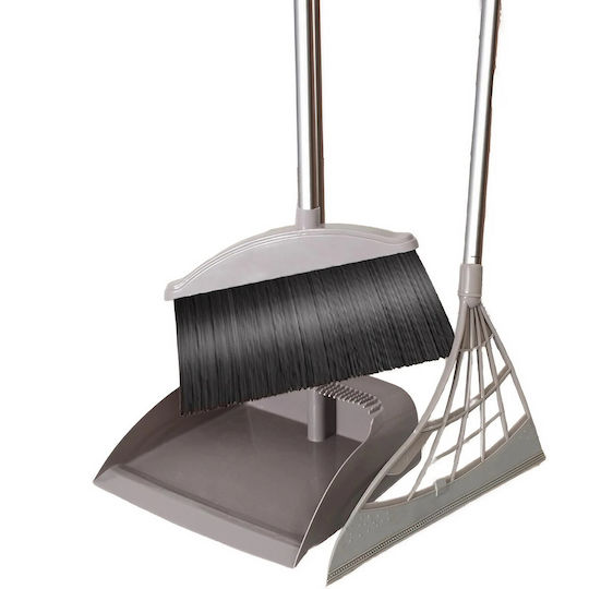 Set Mătură Cu Coș De Gunoi Mâner Silicon Mătură Alista Home Uz Casnic Plastic Oțel Gri 90 X 72 X 100 Cm