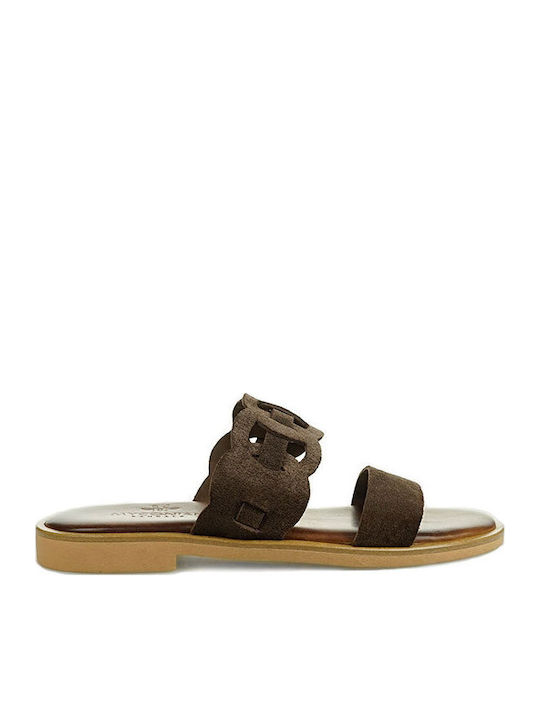 Myconian Women's Flat Sandals Brown