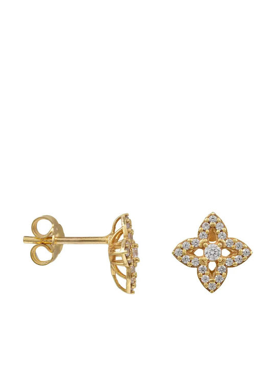 Gold Stud Earrings with Stones