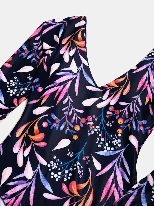 Long Sleeve Printed One Piece Swimsuit Size XL Multicolour