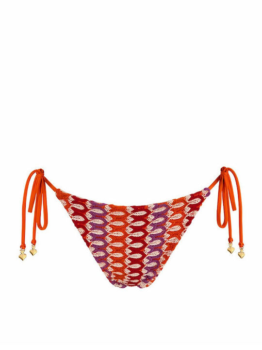 Bikini Slip με Κορδονάκια Πορτοκαλί