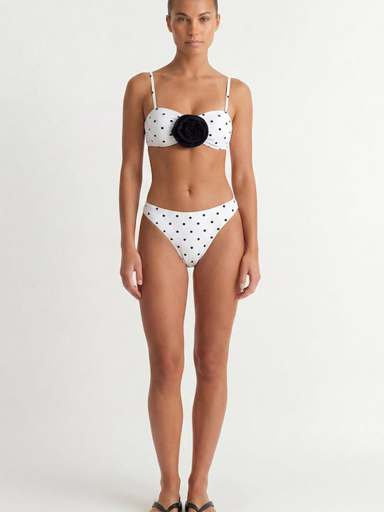 Top Bikini Fără Bretele cu Burete Alb