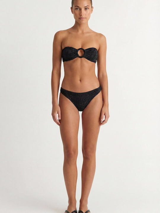 Top Bikini Fără Bretele Negru