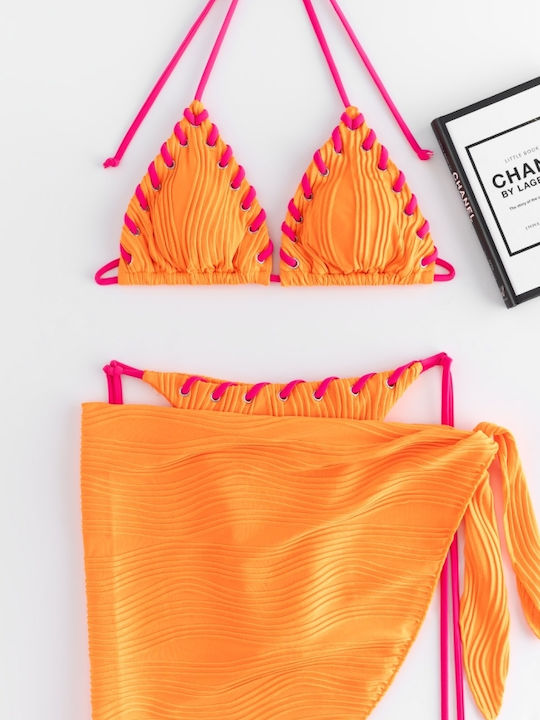 Set Bikini 3 Stücke Dreieck Orange