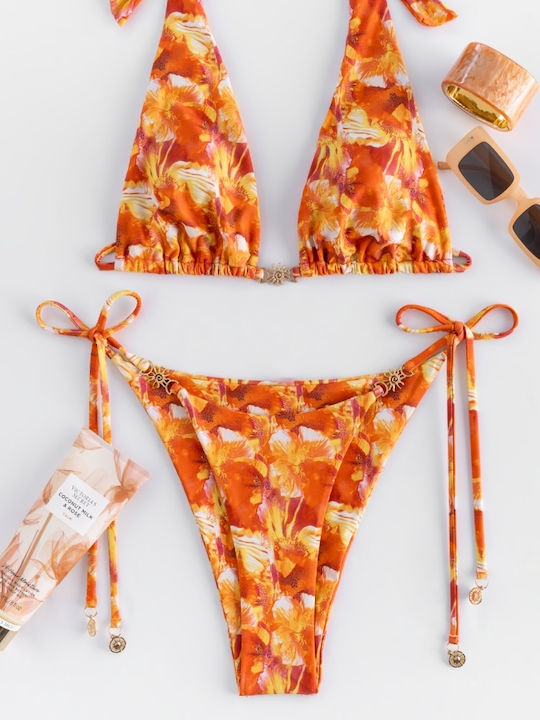 Set Bikini 3 Pieces Triangle Orange