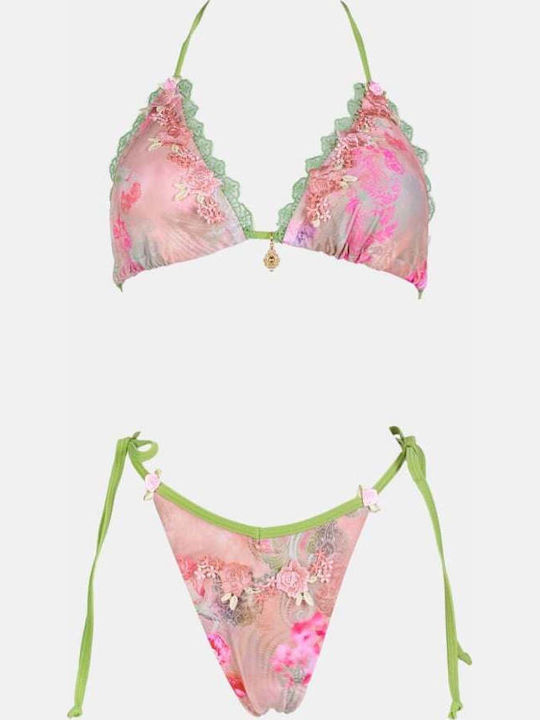 Set Bikini Triangle Floral Pink