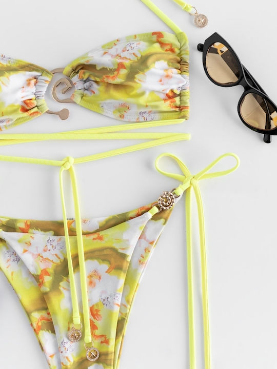 Bikini-Set 3 Stücke Blumen Gelb
