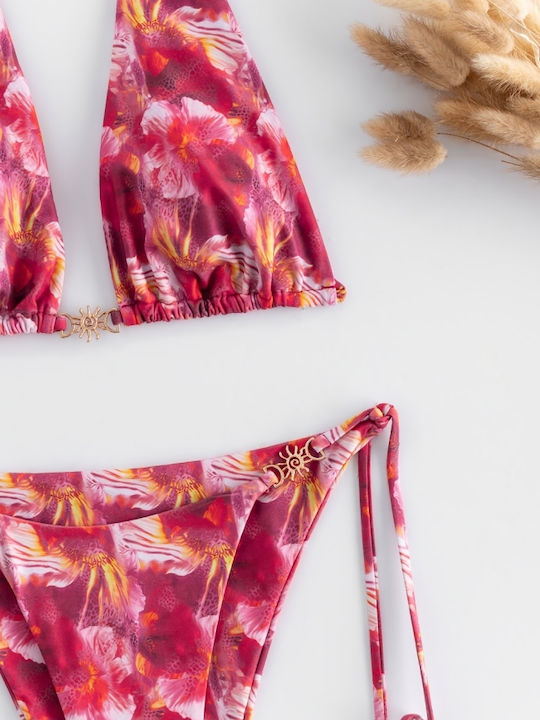 Set Bikini 3 Stücke Dreieck Rot
