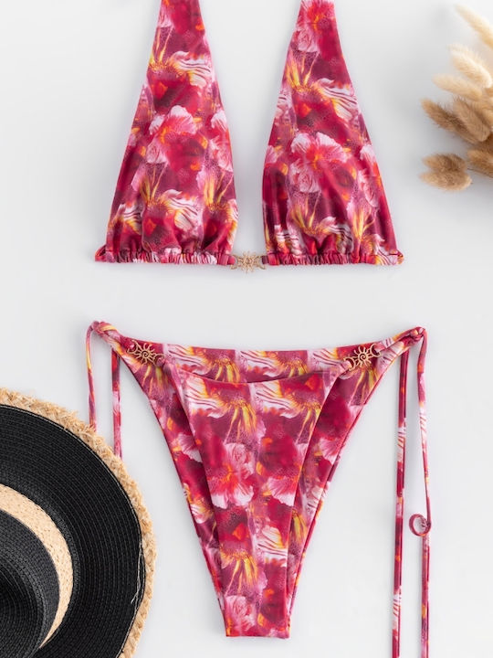 Set Bikini 3 Stücke Dreieck Rot