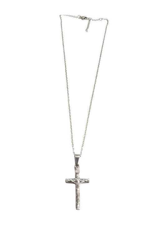 Kalliopi Silver Crucifix Pentru Bărbați Din Oțel Cu Lanț