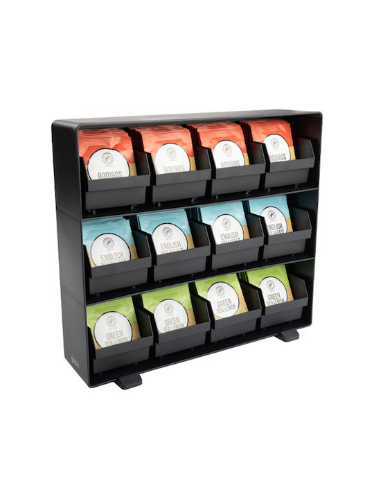 123inkt Box for Tea with Lid and Stand Plastic Black