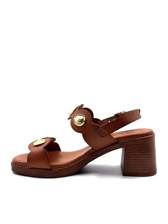 Damen Sandalen Mit Leder Tabac Braun
