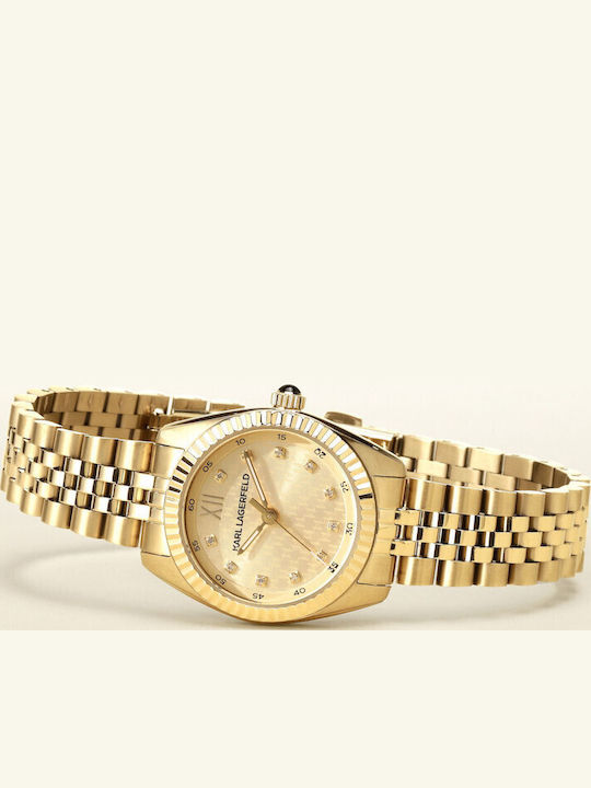 Karl Lagerfeld Womens Watch 28mm Battery with Gold Metal Bracelet