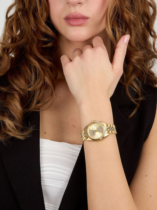 Karl Lagerfeld Womens Watch 32mm Battery with Gold Metal Bracelet