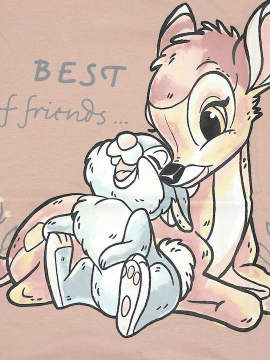 Disney Καλοκαιρινό Γυναικείο Νυχτικό Απαλό Ροζ Bambi "best Of Friends"