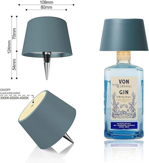 LED Bottle Stopper Light Adjustable Brightness & 3 Lighting Colors Light Blue