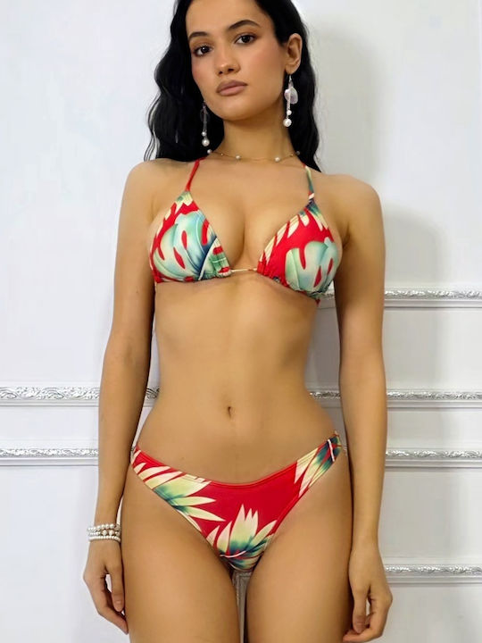 Set Cu Fustă Maxi Floral Roșie
