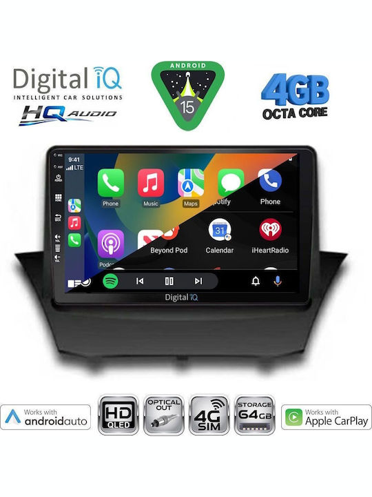 Digital IQ Car Audio System for Ford Fiesta 2008-2017 (Bluetooth/USB/WiFi/GPS/Apple CarPlay/Android Auto) with 9" Touch Screen