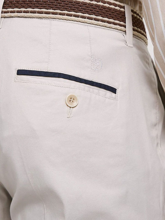 Pantaloni Barbati Chino Elastic Slim Fit Ecru