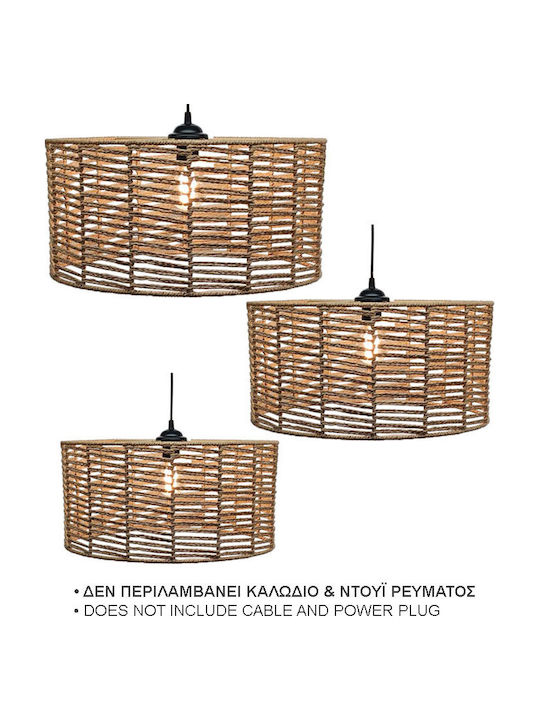 Marhome Висящо Таванно Осветително Тяло Комплект/3 Кафяво Въже L:45.5x22.5 M:40x19.3 S:35x16.3см 4/20карт 20-10214 Комплект3