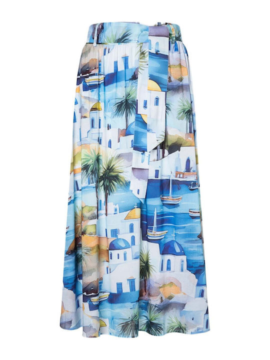 High Waist Maxi Skirt Blue