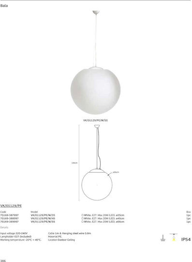 VK Lighting Deckenleuchte Weiß mit Lampenbirnensockel E27