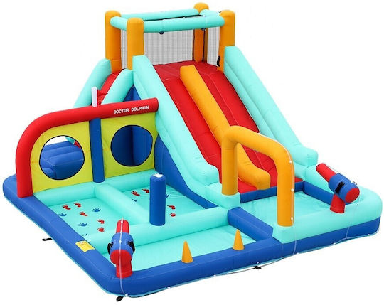 Homeone Aufblasbare Hüpfburg Splash & Slide mit Trampolin & Rutsche für 3-8 Jahre