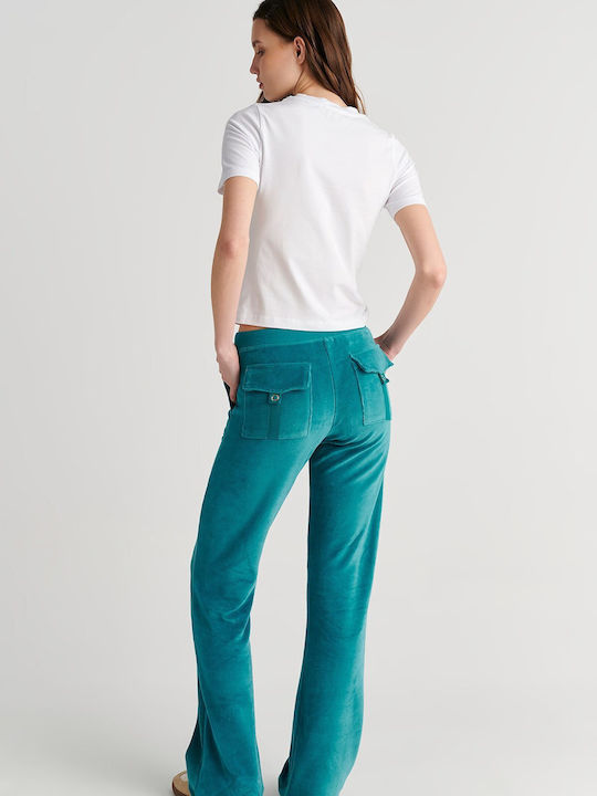 Flared Velvet Sweatpants Blue