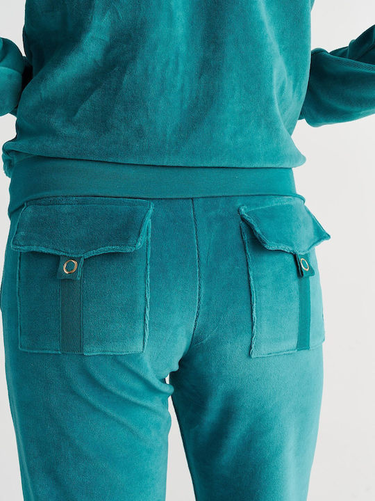 Flared Velvet Sweatpants Blue