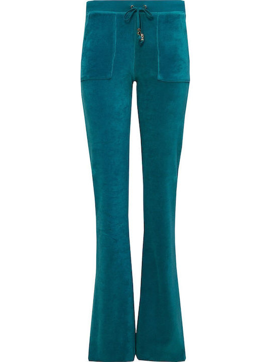 Flared Velvet Sweatpants Blue