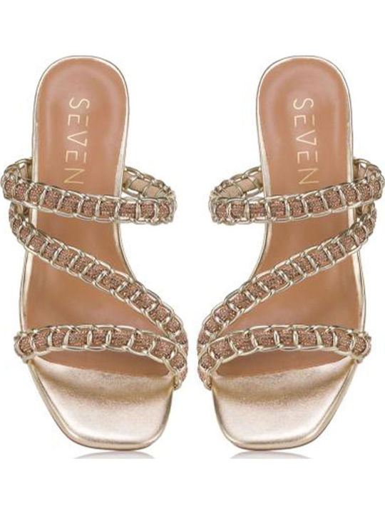 Mules with Heel in Rose Gold Colour