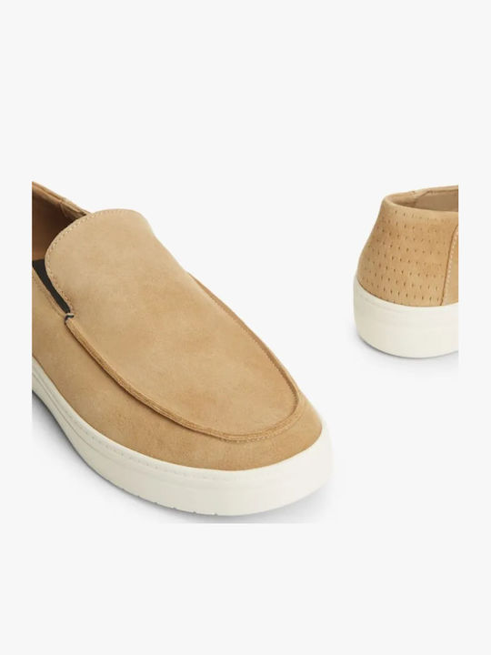 Suede Men's Loafers in Beige Colour