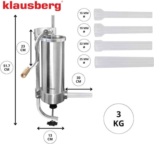 Manual Sausage Filler 3kg Klausberg Kb-7926 Vertical